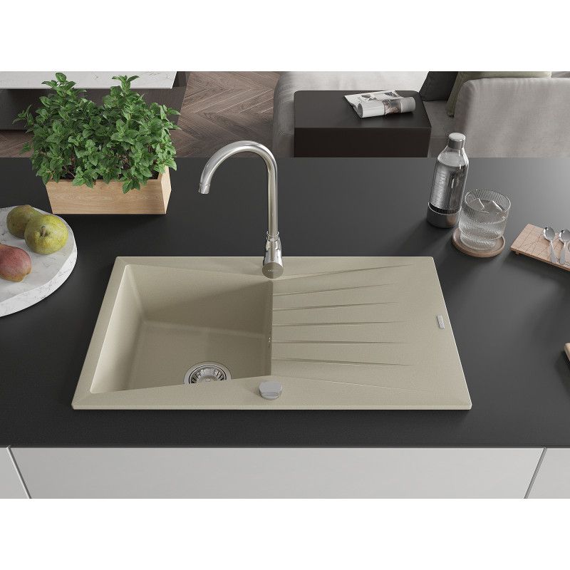 1‑kammers granitvask med afløbsrille Mexen 775x470 Cesar beige 1 stk.