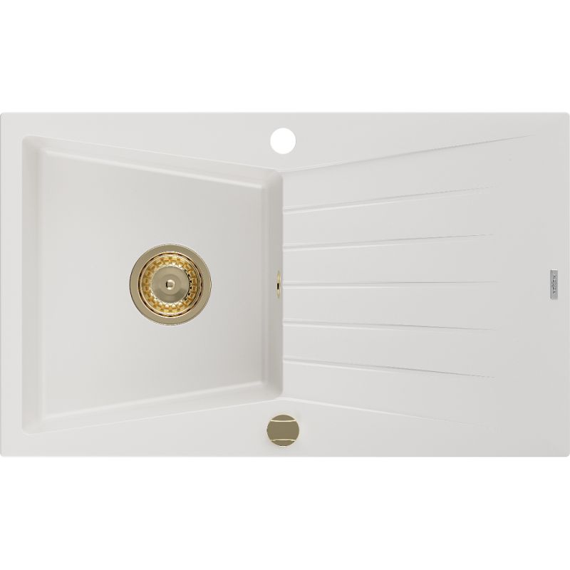 Mexen Cesar 1-kammers granitvask med afløbsplade 775 x 470 mm, hvid, 1 stk.