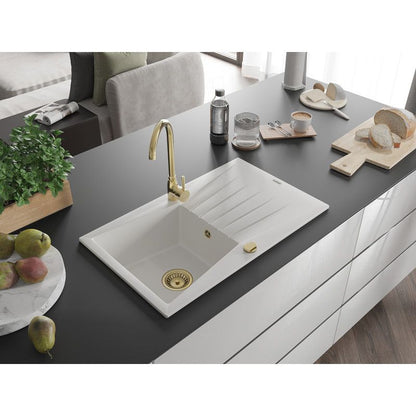 Mexen Cesar 1-kammers granitvask med afløbsplade 775 x 470 mm, hvid, 1 stk.