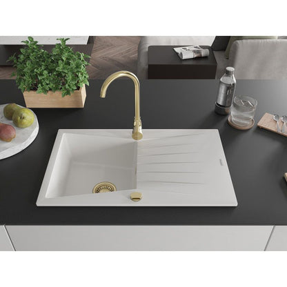 Mexen Cesar 1-kammers granitvask med afløbsplade 775 x 470 mm, hvid, 1 stk.