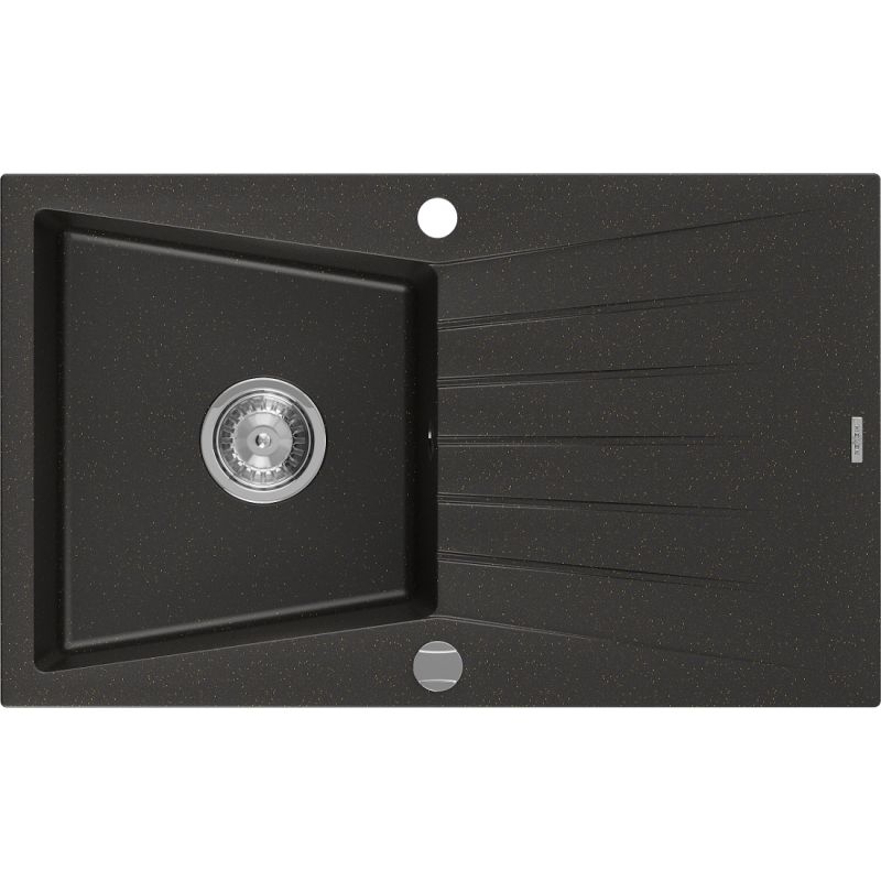 Granitvask med afløbsplade, 1-kammer, Mexen Cesar, 775 x 470 mm, sort-guld, 1 stk.