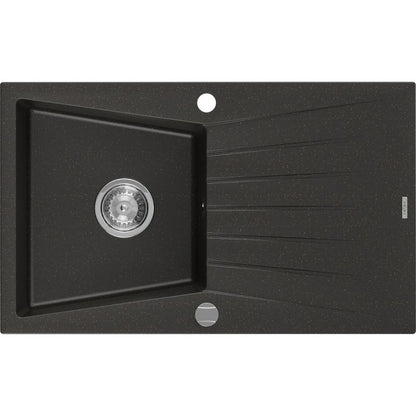 Granitvask med afløbsplade, 1-kammer, Mexen Cesar, 775 x 470 mm, sort-guld, 1 stk.