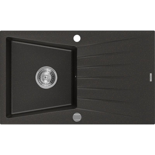 Granitvask med afløbsplade, 1-kammer, Mexen Cesar, 775 x 470 mm, sort-guld, 1 stk.