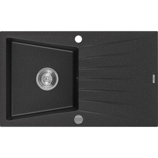 Mexen 1-kammers granitvask med afløbsplads 775x470 Cesar sort/sølv 1 stk.