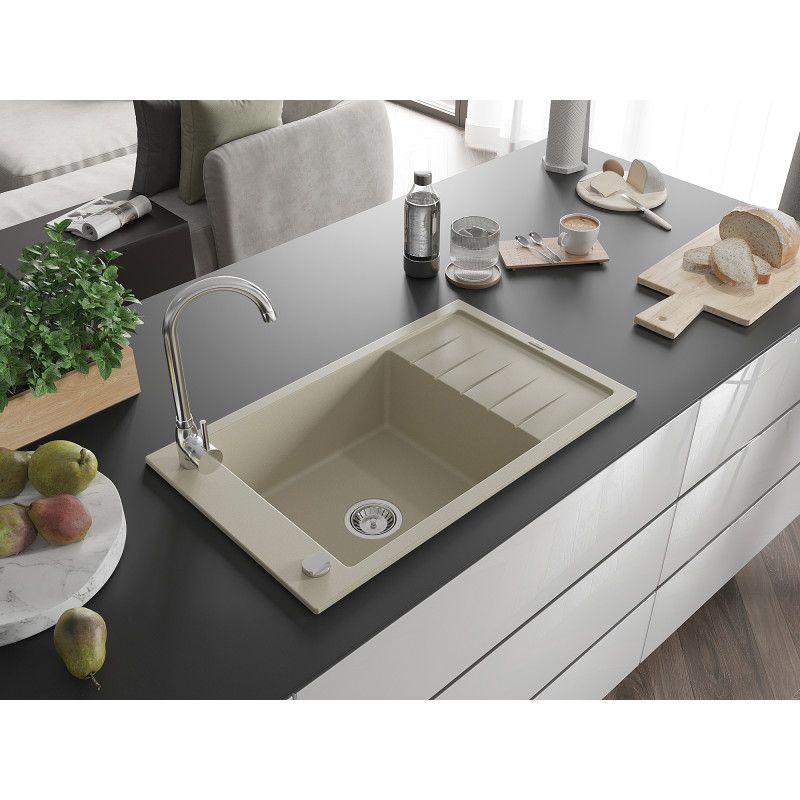 Granitsænke med 1 kumme og afløbsplads Mexen 795x480 Elias beige 1 stk.
