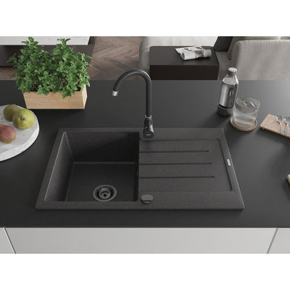 1‑kammers granitvask med afløb Mexen Bruno 795 x 495 mm, mat‑sort