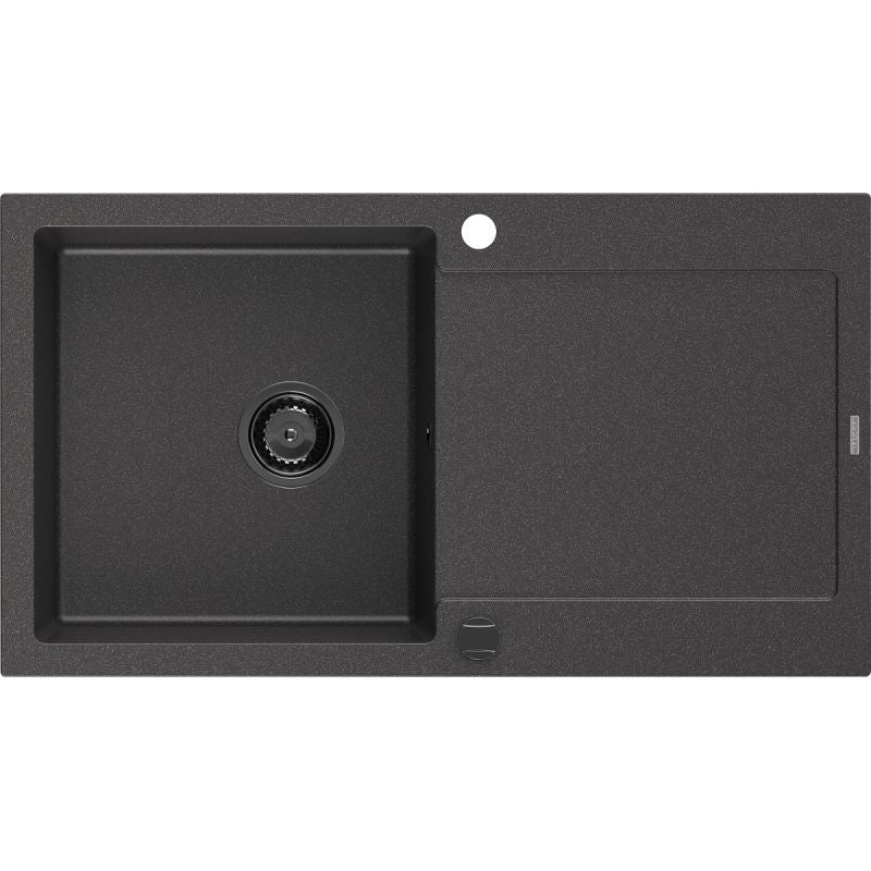 Mexen Leo 1-kammers granitvask med afløbsplade 900x500 mm, sort, 1 stk.