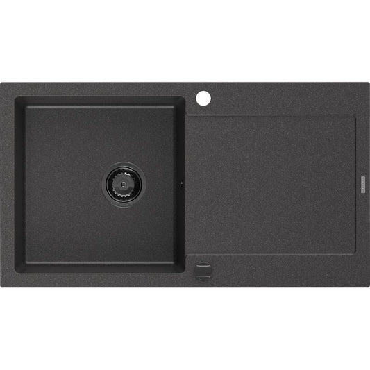 Mexen Leo 1-kammers granitvask med afløbsplade 900x500 mm, sort, 1 stk.