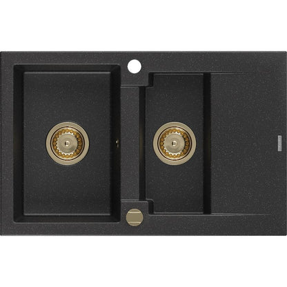 Granitsænke med afløbsplade Gaspar 737 x 475 mm Mexen Sort/Sølv 1 stk.
