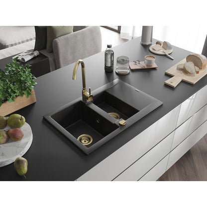 Granitsænke med afløbsplade Gaspar 737 x 475 mm Mexen Sort/Sølv 1 stk.