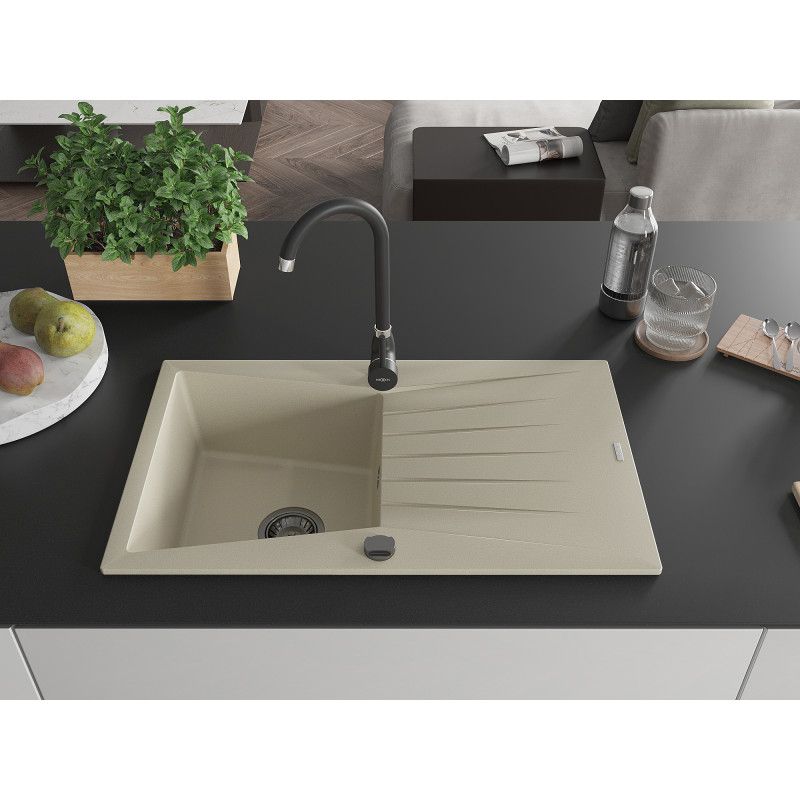 Granitvask med afløbsplade 1-kamret Mexen 775 x 470 Cesar beige 1 stk.