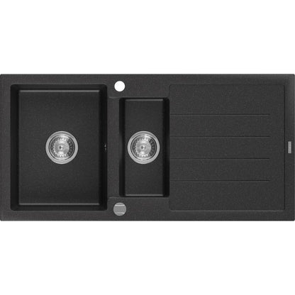 Mexen Andres granitsænke med afløbsplade 100x50 cm, sort/sølv, 1 stk.