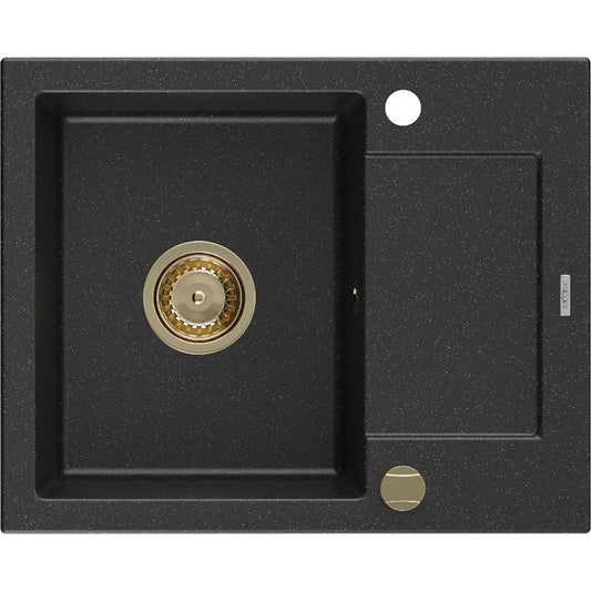 Mexen granitvask med afløbsplade 576 x 465 mm Enzo sort/sølv 1 stk.