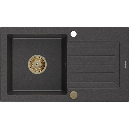 Granitsænke med afløb Mexen 752 x 436 Pablo sort med prikker 1 stk.