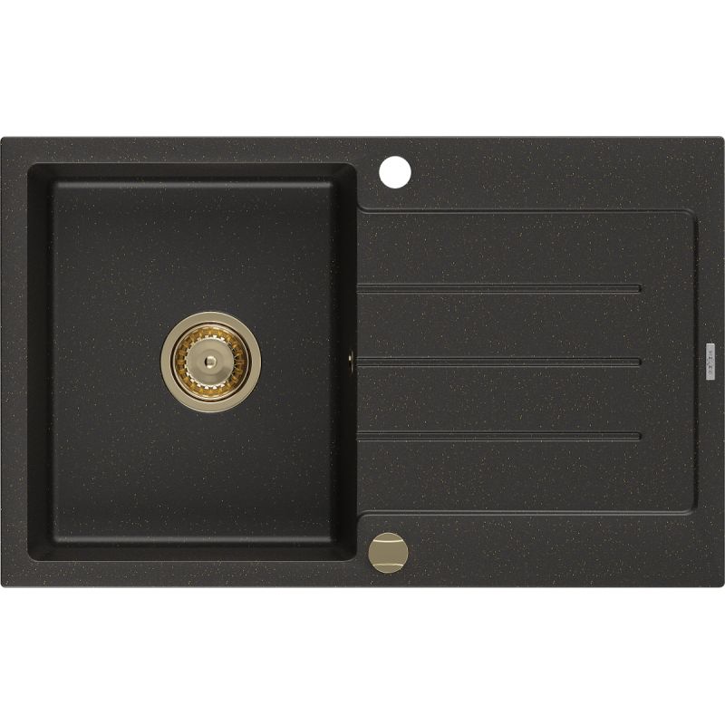 Mexen granitvask med afløbsplade 795 x 495 mm Bruno sort/guld 1 stk.