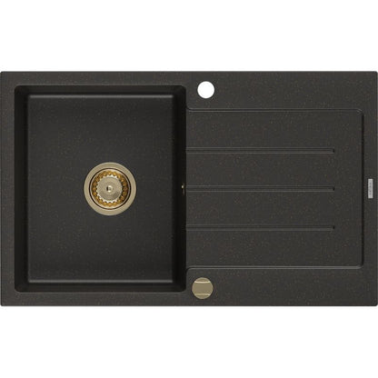 Mexen granitvask med afløbsplade 795 x 495 mm Bruno sort/guld 1 stk.