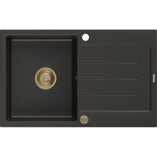 Mexen granitvask med afløbsplade 795 x 495 mm Bruno sort/guld 1 stk.