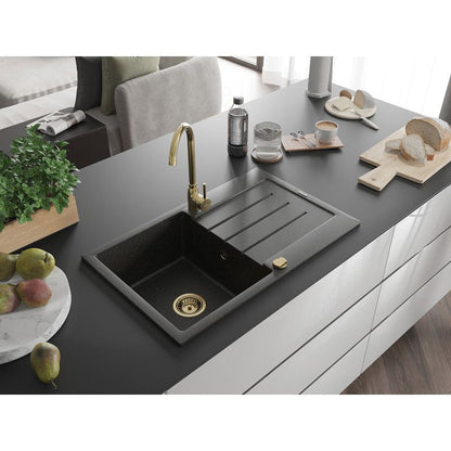 Mexen granitvask med afløbsplade 795 x 495 mm Bruno sort/guld 1 stk.