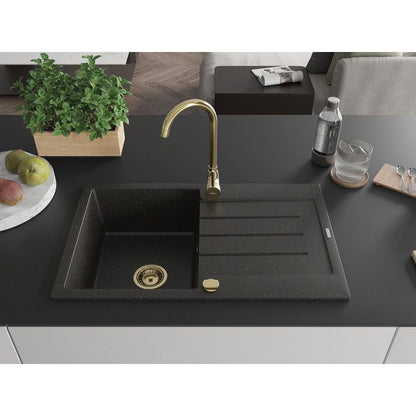 Mexen granitvask med afløbsplade 795 x 495 mm Bruno sort/guld 1 stk.