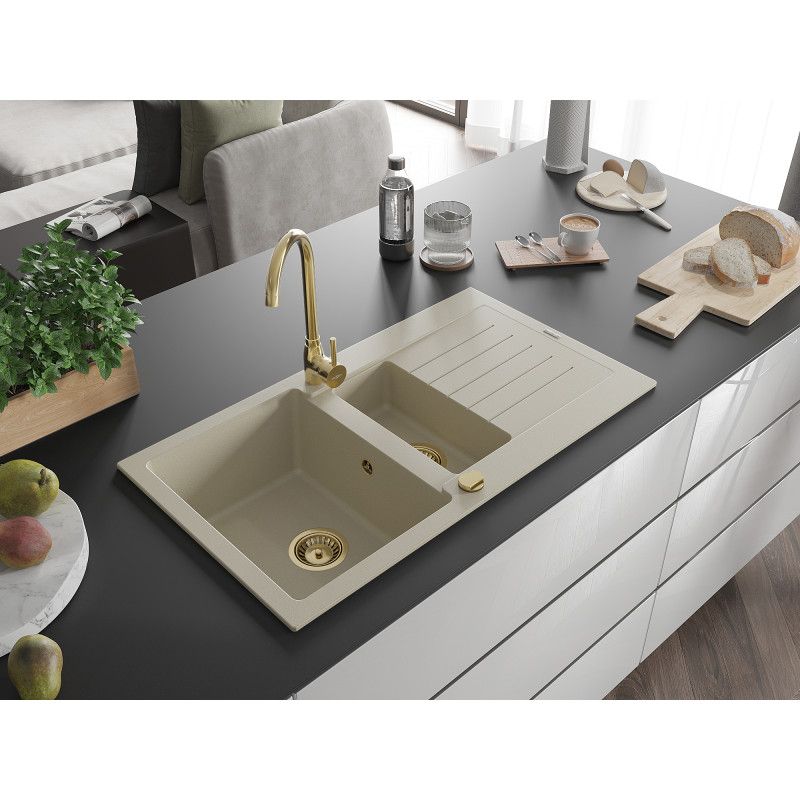 Granitsæbe med afløbsplade Mexen 900 x 505 Matias beige 1 stk.