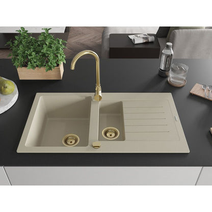 Granitsæbe med afløbsplade Mexen 900 x 505 Matias beige 1 stk.