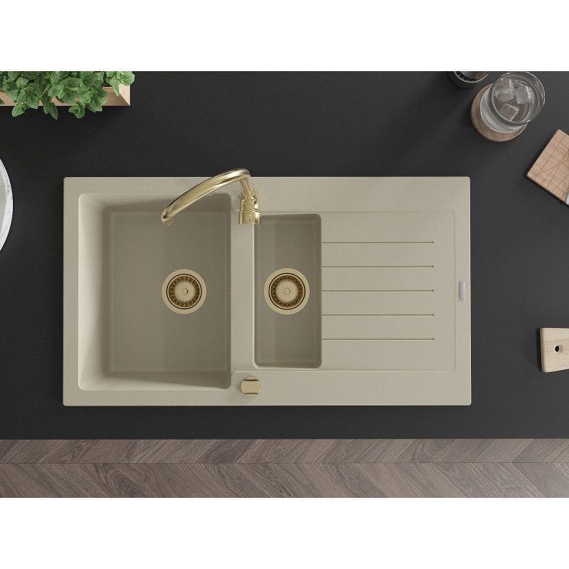 Granitsæbe med afløbsplade Mexen 900 x 505 Matias beige 1 stk.
