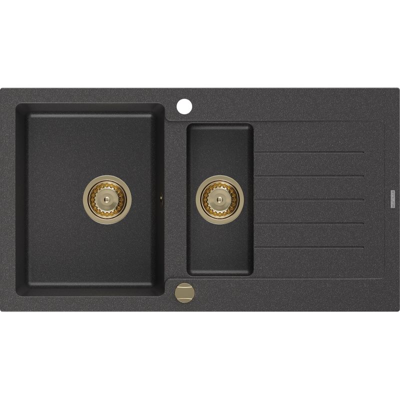Mexen Matias granitsænke med afløb 900 x 505 mm, sort med prikker, 1 stk.
