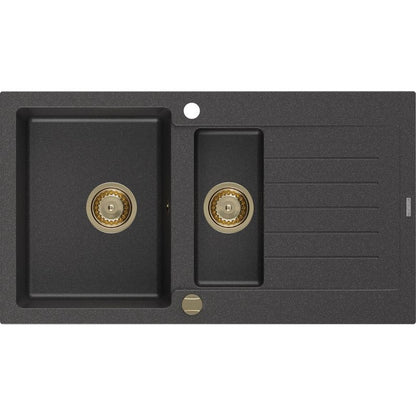 Mexen Matias granitsænke med afløb 900 x 505 mm, sort med prikker, 1 stk.