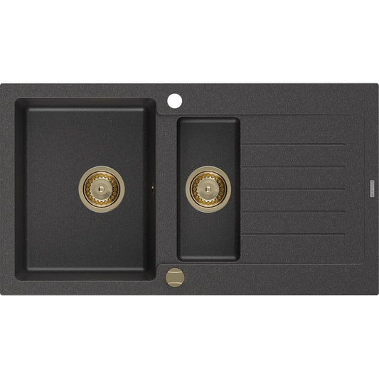 Mexen Matias granitsænke med afløb 900 x 505 mm, sort med prikker, 1 stk.