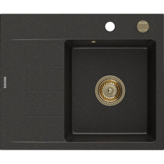 Mexen Ben granitvask med afløbsbakke 600x500 mm sort/guld 1 stk.