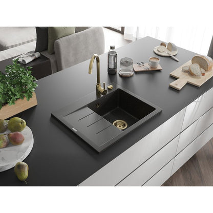 Mexen Ben granitvask med afløbsbakke 600x500 mm sort/guld 1 stk.