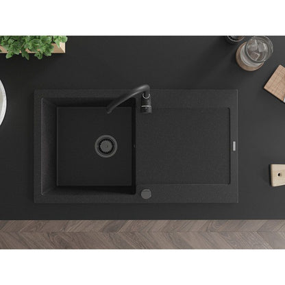 Mexen Leo granitvask med afløbsplade 900x500 mm sort/sølv, 1 stk.