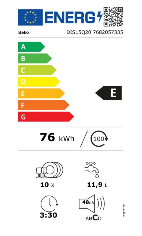 Beko opvaskemaskine 11,9 l 45 cm